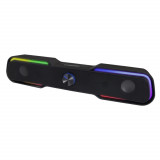 Cumpara ieftin Soundbar USB 6W cu LED RGB, Esperanza Rainbow APALA, cablu 120 cm, control volum, negru