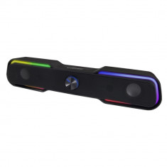 Soundbar USB 6W cu LED RGB, Esperanza Rainbow APALA, cablu 120 cm, control volum, negru