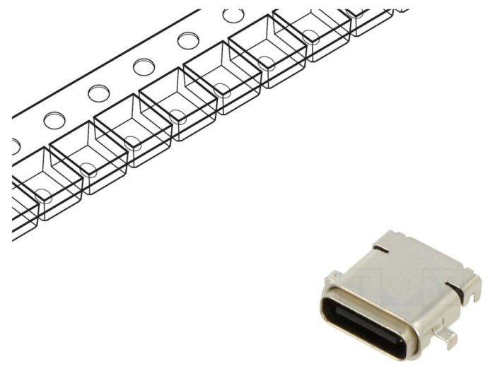 Conector USB C soclu SMT orizontal IP67