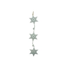 Ornament de brad trei fulgi de nea, flippy, alb, metal, 30 cm