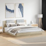 VidaXL Cadru de pat cu tăblie stejar sonoma 200x200 cm lemn prelucrat