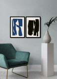 Set 2 tablouri decorative, Alpha Wall, Black &amp;amp; Blue, 36x51 cm