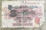 BNKSTR03DE Bancnotă Veche Germania 2 Mark 1914 (Darlehnskassenschein), Primul Război Mondial, Pentru Colecție / Numismatică
