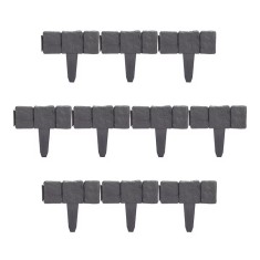 Set de borduri pentru gradina, cu 10 piese, dimensiuni 23 x 25 x 2 cm, cu aspect de piatra, flexibile, gri