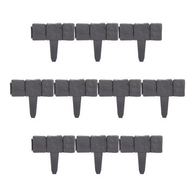 Set de borduri pentru gradina, cu 10 piese, dimensiuni 23 x 25 x 2 cm, cu aspect de piatra, flexibile, gri foto