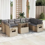 vidaXL Set canapele de grădină cu perne, 10 piese, bej, poliratan