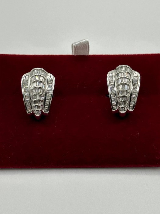 CERCEI AUR alb 14K + DIAMANTE TOP = 2.70CT - Claritate VVS1 - Culoare F - 12g. !
