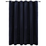 Draperie opaca cu inele metalice, negru, 290 x 245 cm, catifea