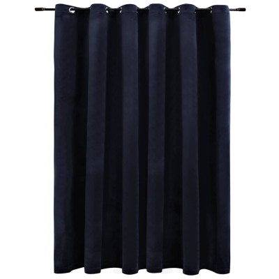 Draperie opaca cu inele metalice, negru, 290 x 245 cm, catifea foto