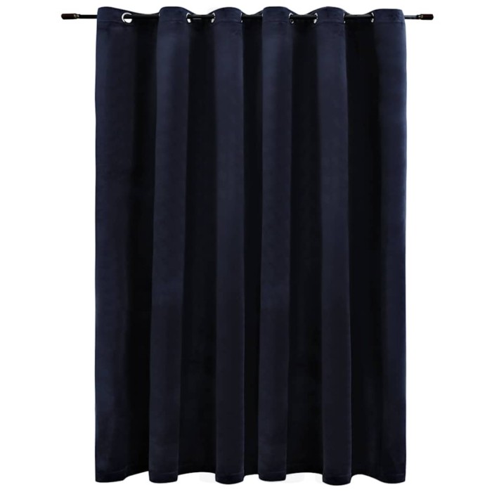 Draperie opaca cu inele metalice, negru, 290 x 245 cm, catifea