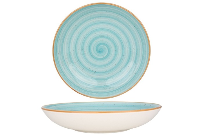 Bonna Farfurie ad&acirc;ncă - Aqua - Porţelan - 25 cm (1300cc) - set de 6
