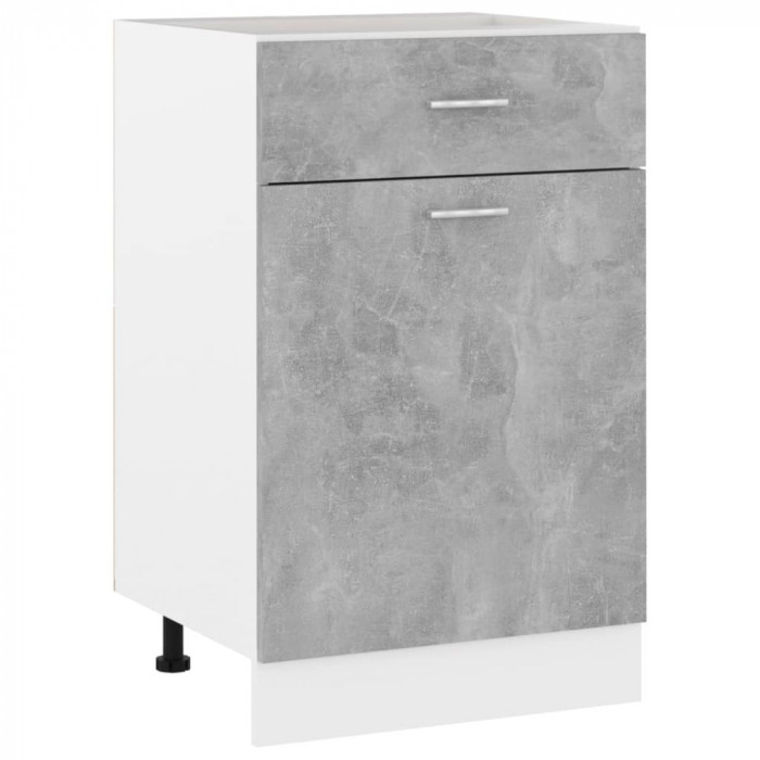 Gossi dulap inferior cu sertar gri beton 50x46x81,5 cm lemn prelucrat