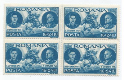 |Romania, LP 155 I/1943, Mihai - 3 ani de domnie, bloc de 4, MNH foto