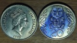 Noua Zeelanda - set doua monede exotice - 2 x 20 cents 1990 demonetizate cu vopsea albastra