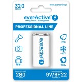 Acumulator reincarcabil EverActive Ni-MH 6F22 9V 320 mAh Professional Line-Conținutul pachetului 1x Blister