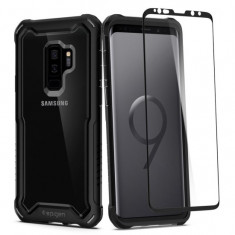 Husa Antisoc Spigen Hybrid 360 pentru Samsung Galaxy S9 Plus Folie 9H inclusa Negru foto