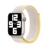 Curea textila sport loop marca THD pentru Apple Watch 45 mm seria 8, marime universala, alb starlight