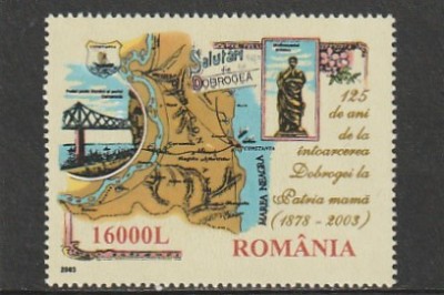 TIMBRE ROMANIA 2003 LP1620 125 ANI DE LA INTOARCEREA DOBROGEI LA PATRIA MAMA MNH foto
