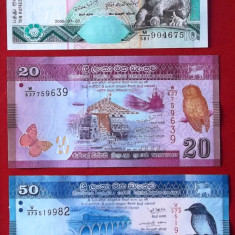 SET LOT SRI LANKA 10 + 20 + 50 RUPEES RUPII 2006 2020 2022 UNC necirculate **