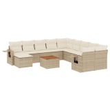 Set canapele de gradina cu perne, 12 piese, bej, poliratan