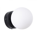 Lampă De Perete Yoli Negru Oțel/Sticlă, 1 Bec Minge Modern De Interior.