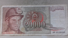 BANCNOTA 20.000 DINARI 1987-IUGOSLAVIA foto