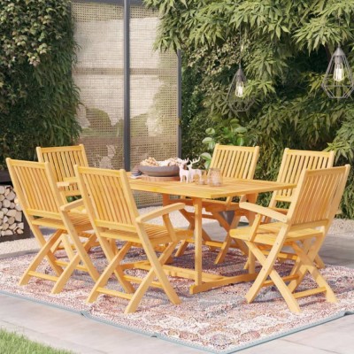 vidaXL Set mobilier grădină, 7 piese, lemn masiv de tec foto
