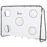 HOMCOM Poarta de Fotbal pentru Adulti Copii Plasa din PE, din Metal si Oxford, Alb si Negru, 240x88x171,5cm | Aosom Romania
