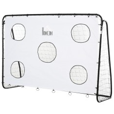 HOMCOM Poarta de Fotbal pentru Adulti Copii Plasa din PE, din Metal si Oxford, Alb si Negru, 240x88x171,5cm | Aosom Romania