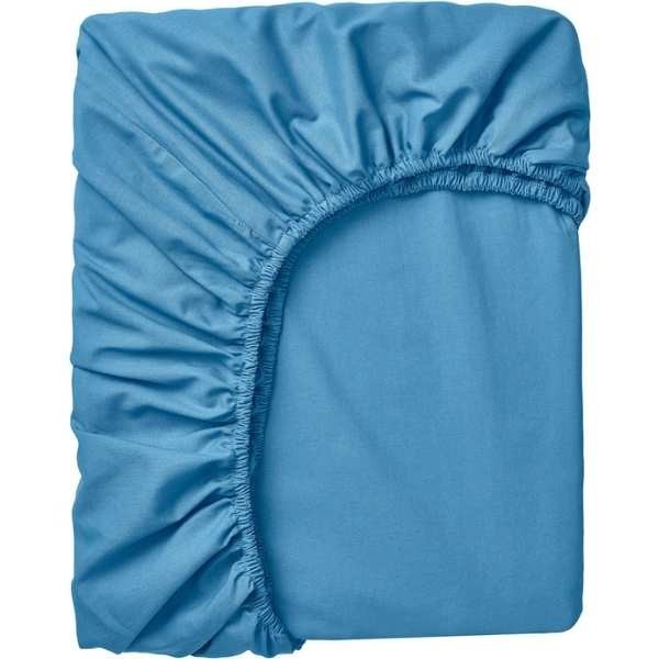Cearceaf de Pat cu Elastic, Bumbac, Tesatura Rigida, 140g/m2, 180 x 200 cm, Albastru
