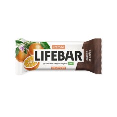 Lifebar baton cu portocale in ciocolata, raw, bio, 40g