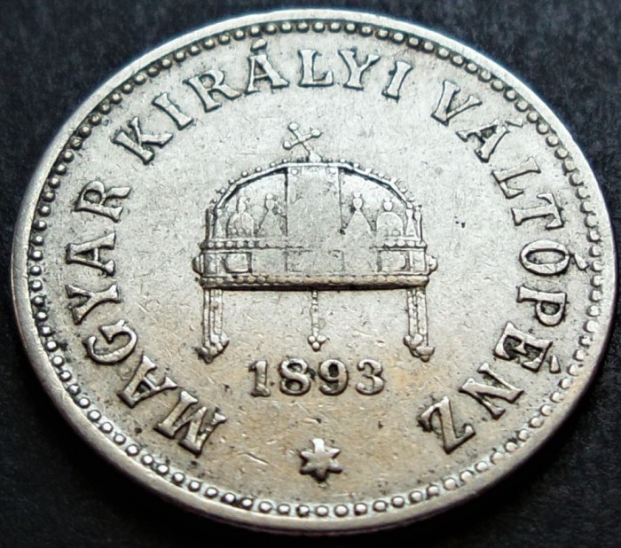 Moneda istorica 10 FILLER - AUSTRO-UNGARIA / UNGARIA, anul 1893 * cod 4487
