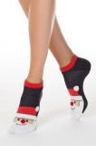 Șosete scurte haioase damă, model Moș Crăciun cu pompon, Conte Elegant 446 - Negru, 36-39 (23-25)