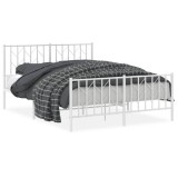 Cumpara ieftin Cadru pat metalic cu tablie de cap/picioare , alb, 140x190 cm