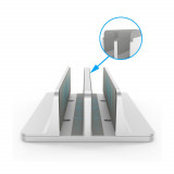 STAND SPACER vertical, notebook 14/17&amp;quot;, dublu, protectie impotriva zgarieturilor, latime ajustabila, argintiu, aluminiu sablat, &amp;quot;SPS-Vertica