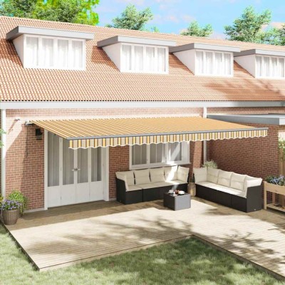 Marchiză Retractabilă Automată cu Dungi LED Multicolore 600x300 cm foto
