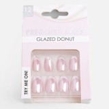 Unghii False Ovale, Roz Glaze French cu Adeziv - 12 buc, CMCLASS