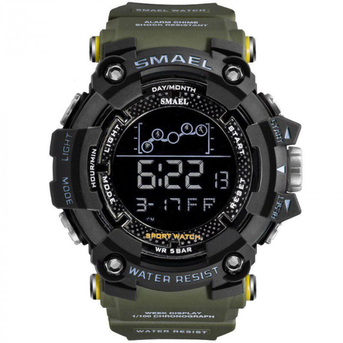 Ceas barbatesc Smael, Shock Resistant, Sport, Militar, Digital, Dual Time, Cronograf