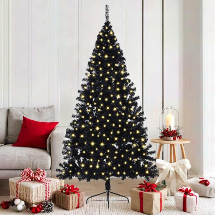 vidaXL Pom de Crăciun artificial pre-iluminat Negru 180 cm PVC 3397137