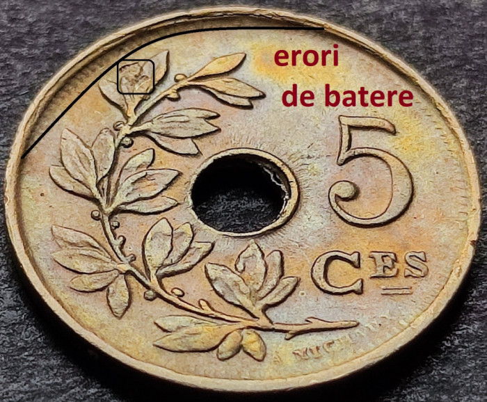 Moneda istorica 5 CENTIMES - BELGIA, anul 1923 *cod 3557 = BELGIQUE - EROARE