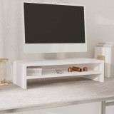 Cumpara ieftin Stand pentru monitor, alb, 50x24x13 cm, lemn masiv de pin