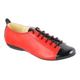 Pantofi dama casual din piele naturala cu varf lacuit - Model Emma Rosu P09RLN