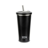 Cana termica cu pai din otel inoxidabil, Nava We care, 500 ml, negru FitLine Training
