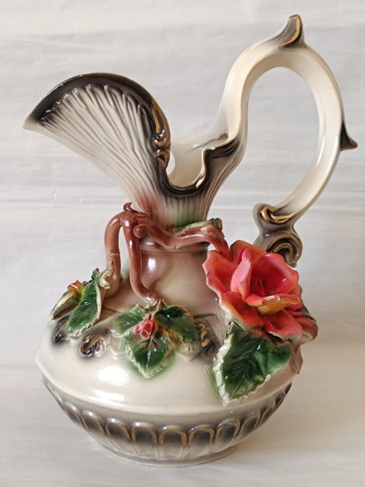 Superba Cana antica de apa sau vin, majolica, 28,5x23x18cm