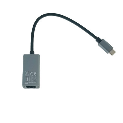 Placa de retea Ethernet Gigabit Esperanza 95884, USB-C 3.0 la RJ-45, cablu 18 cm, gri foto