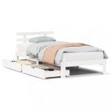 Cumpara ieftin Cadru de pat cu sertare, alb, 90x200 cm lemn masiv pin