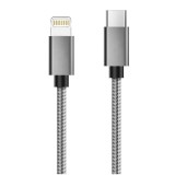 Cablu de date Lemontti LEMCTLMFIGR, USB Type C, compatibil iPhone, 1.5m, Argintiu