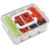 Cutie depozitare mancare pentru frigider cu capac etans si 4 compartimente detasabile, Pufo, 32 x 25 cm