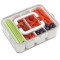 Cutie depozitare mancare pentru frigider cu capac etans si 4 compartimente detasabile, Pufo, 32 x 25 cm