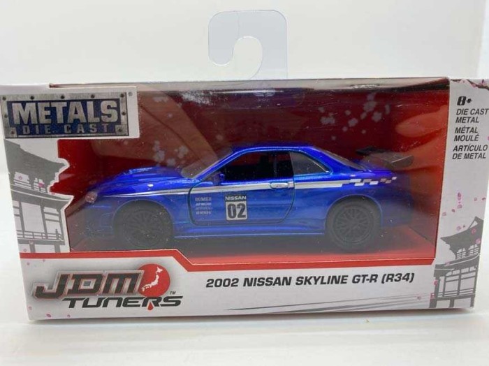 Macheta Nissan Skyline gt-r 2002 jdm tunners albastru metalic 1/